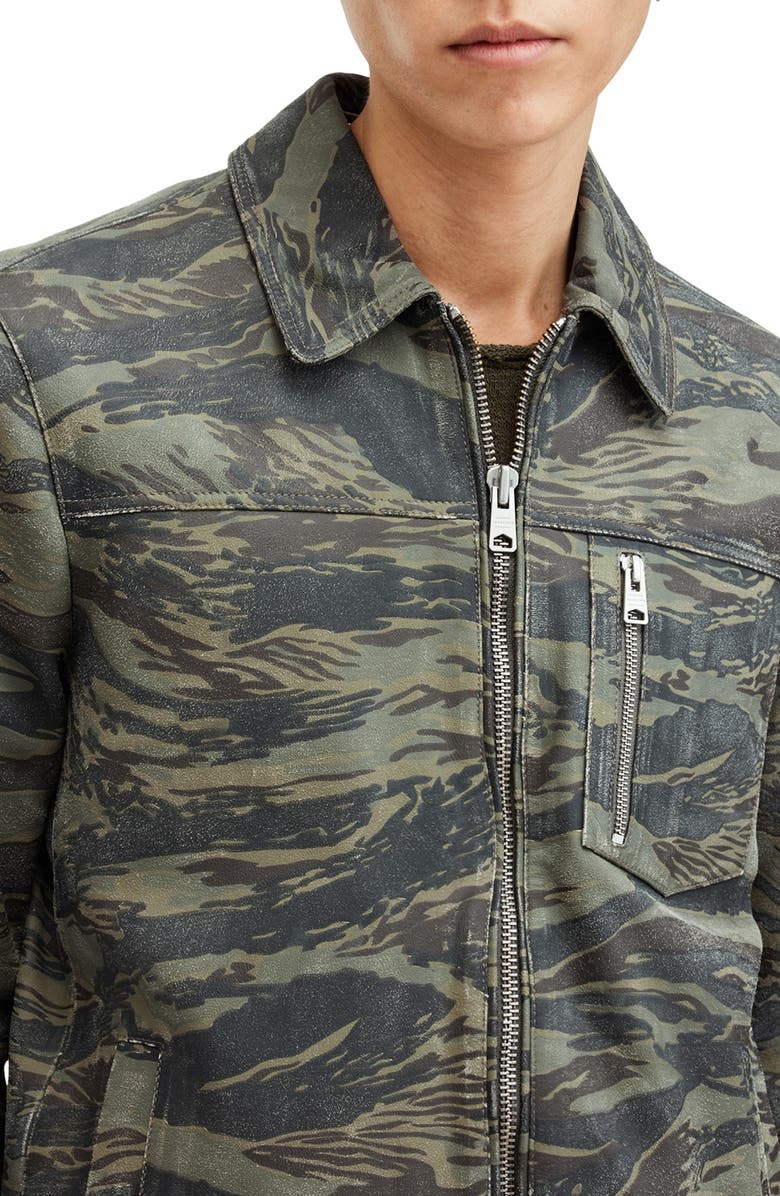 AllSaints Eddy Camo Leather Jacket, Alternate, color,