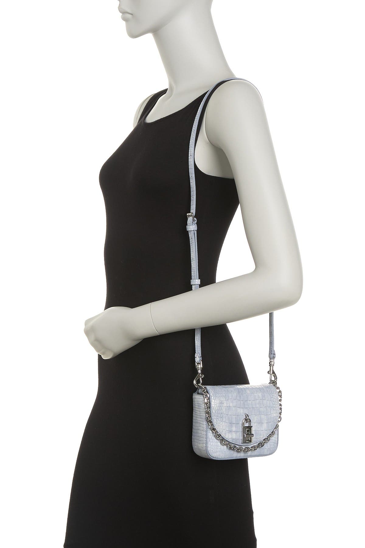 Rebecca Minkoff Love Too Croc Embossed Leather Micro Crossbody Bag, Alternate, color, 