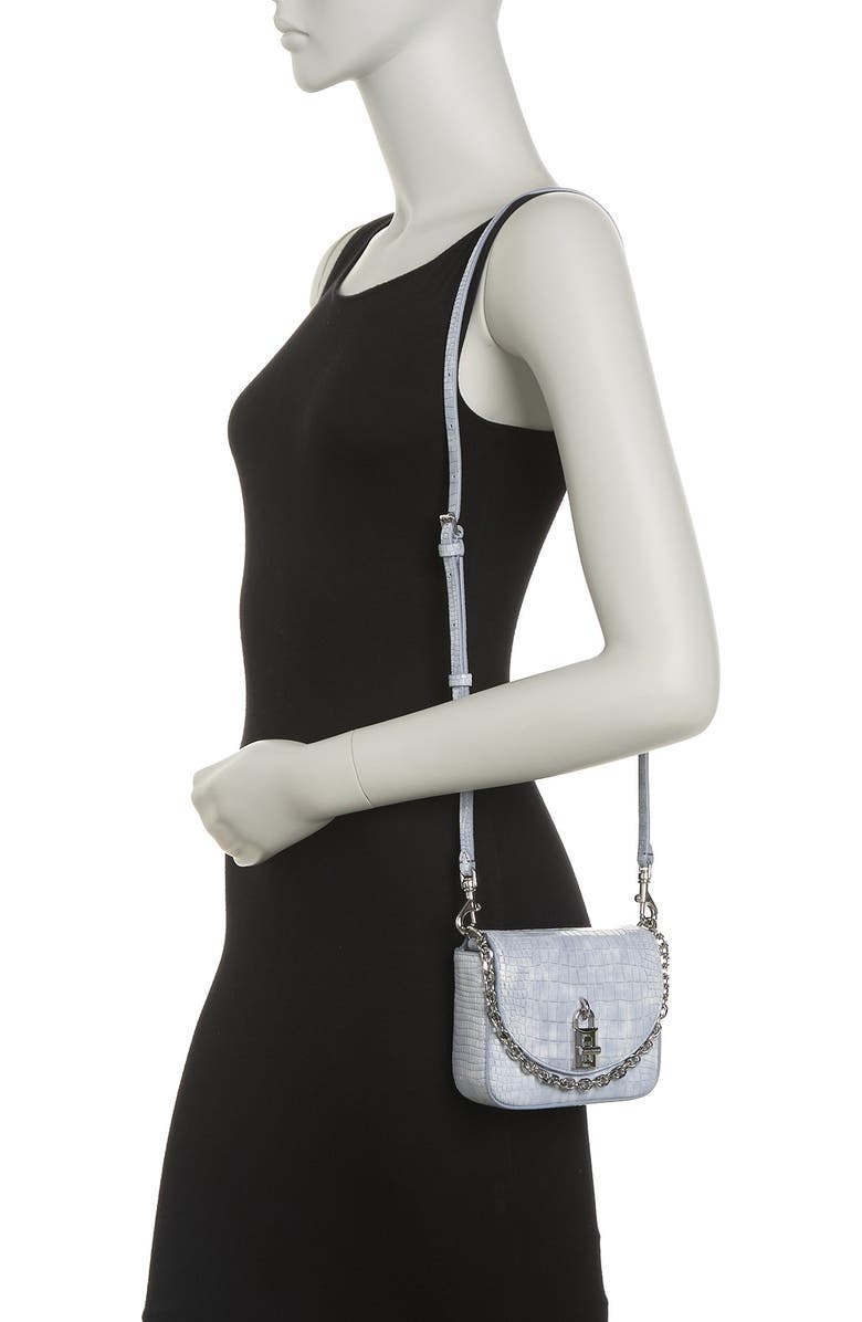 Rebecca Minkoff Love Too Croc Embossed Leather Micro Crossbody Bag, Alternate, color,