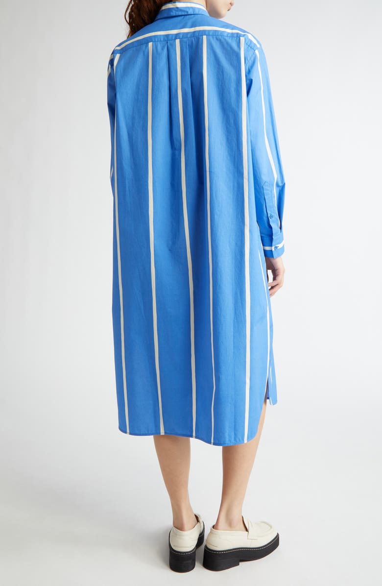 Marimekko Runoelma Puhveli Stripe Long Sleeve Organic Cotton Poplin Shirtdress, Alternate, color, Blue/ Light Yellow