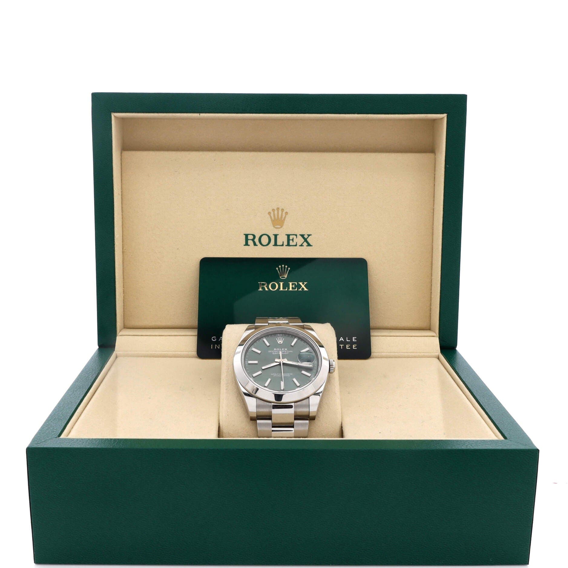 Oyster Perpetual Datejust Mint Green Automatic Watch Stainless Steel 41, Alternate, color, Metallic Silver