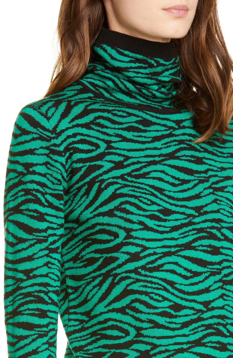 Victor Glemaud Tiger Stripe Turtleneck Wool Sweater, Alternate, color,