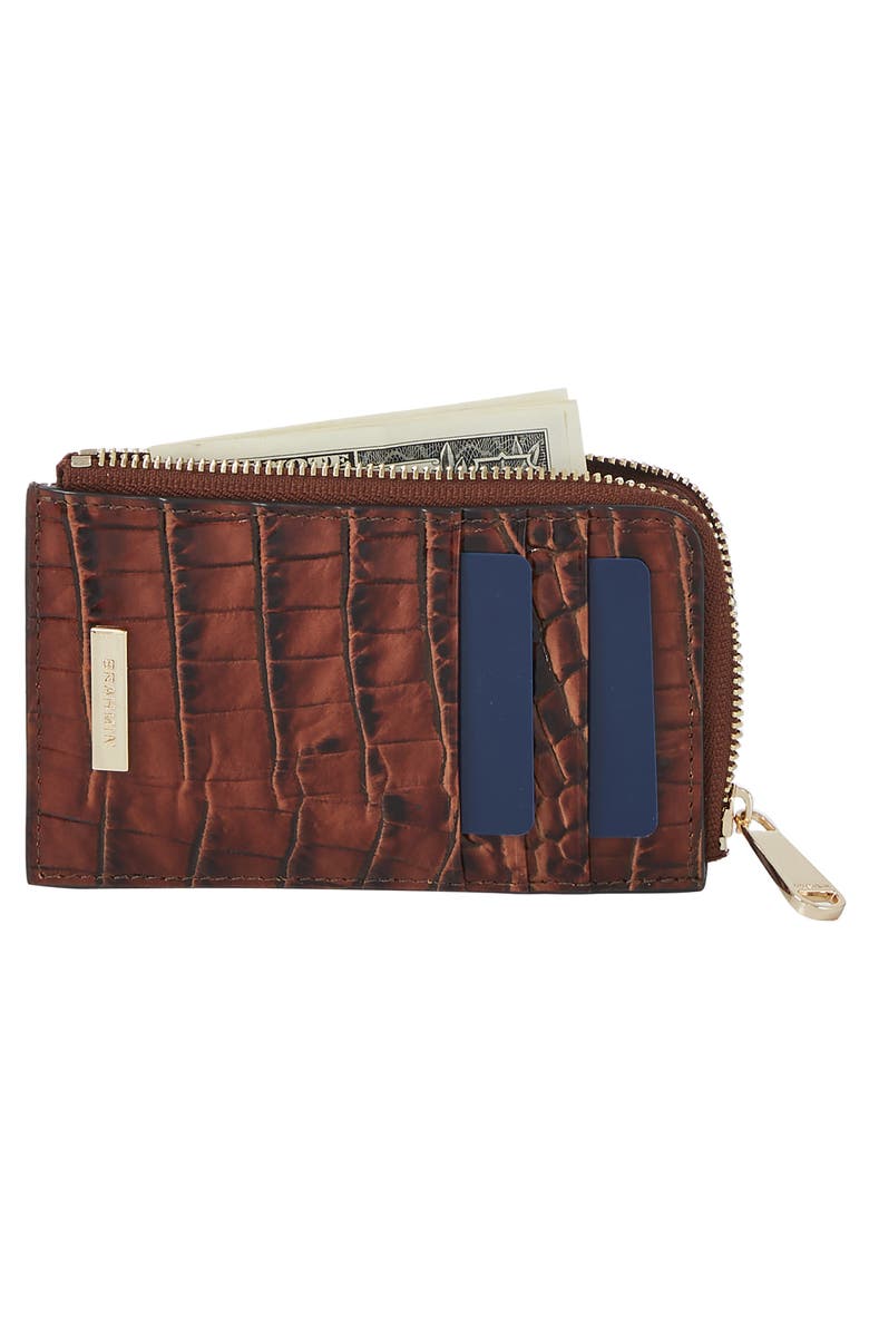 Brahmin Lennon Croc Embossed Leather Card Case, Alternate, color, Red Opal