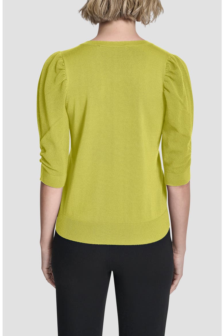 Puff Sleeve V-Neck Sweater, Alternate, color, LIMEADE