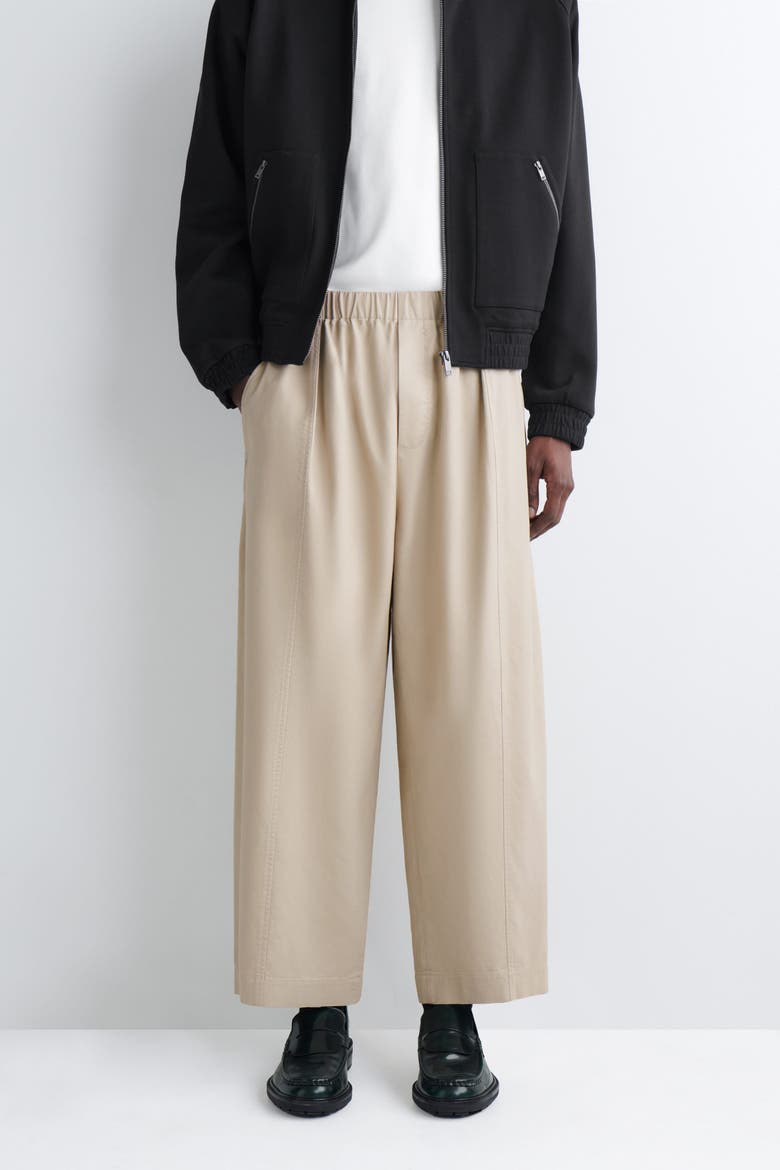 Cotton Cropped Barrel-Leg Pants, Alternate, color, BEIGE