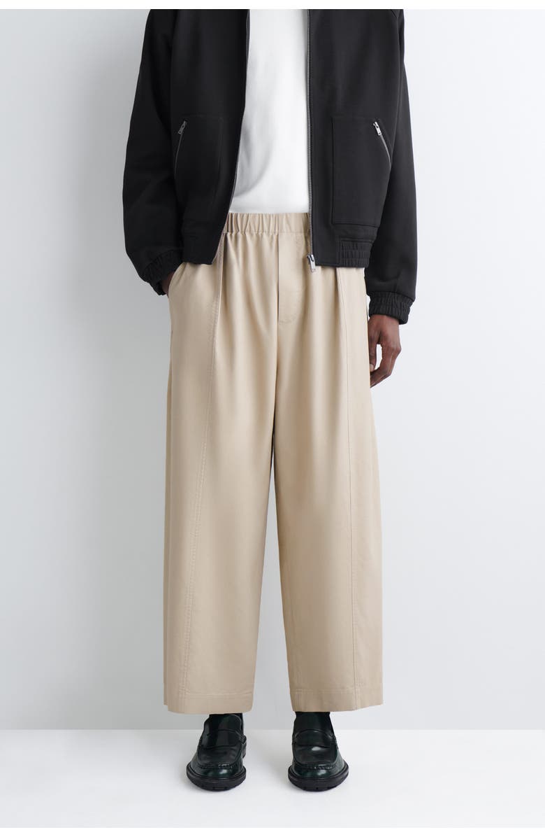 COS Cotton Cropped Barrel-Leg Pants, Alternate, color, Beige