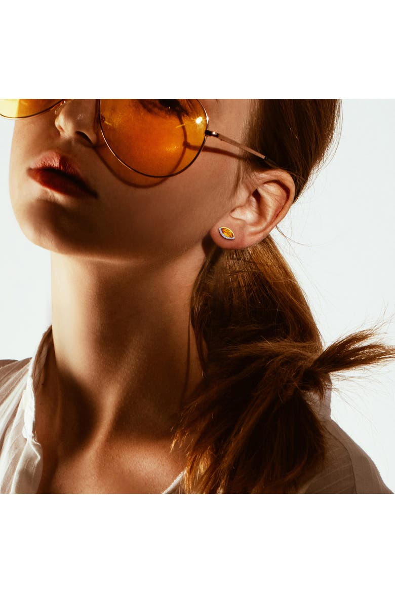 Gemstone & Diamond Stud Earrings 14k, Alternate, color, Citrine
