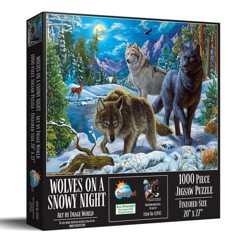 Wolves on a Snowy Night 1000 piece Jigsaw Puzzle for Adults