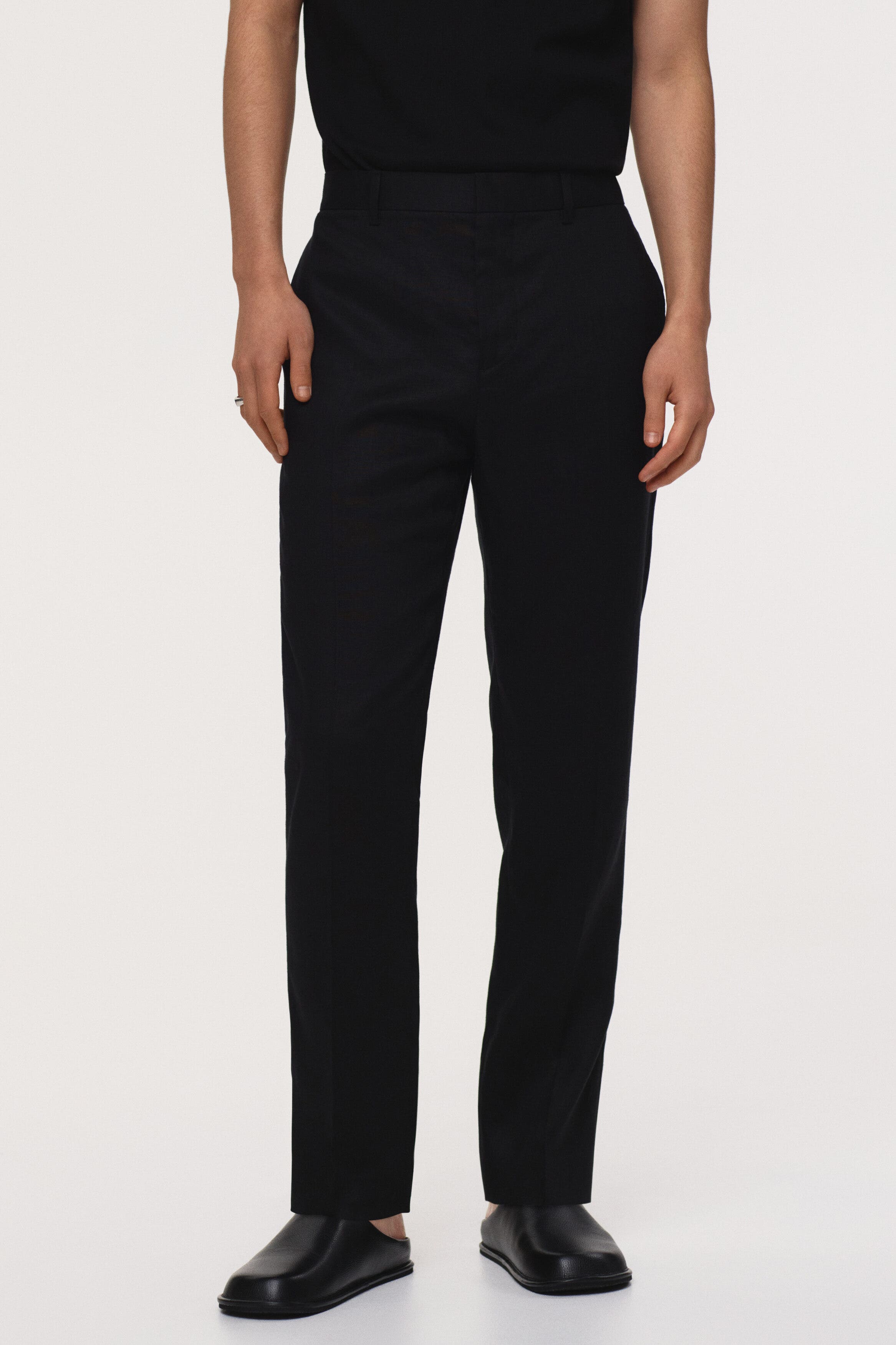 Slim-fit linen suit pants - image 2