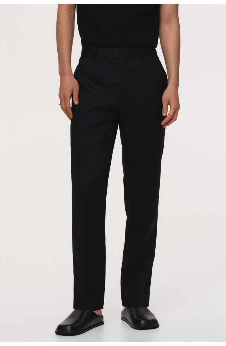 H&M Slim Fit Linen Suit Trousers, Alternate, color, Black