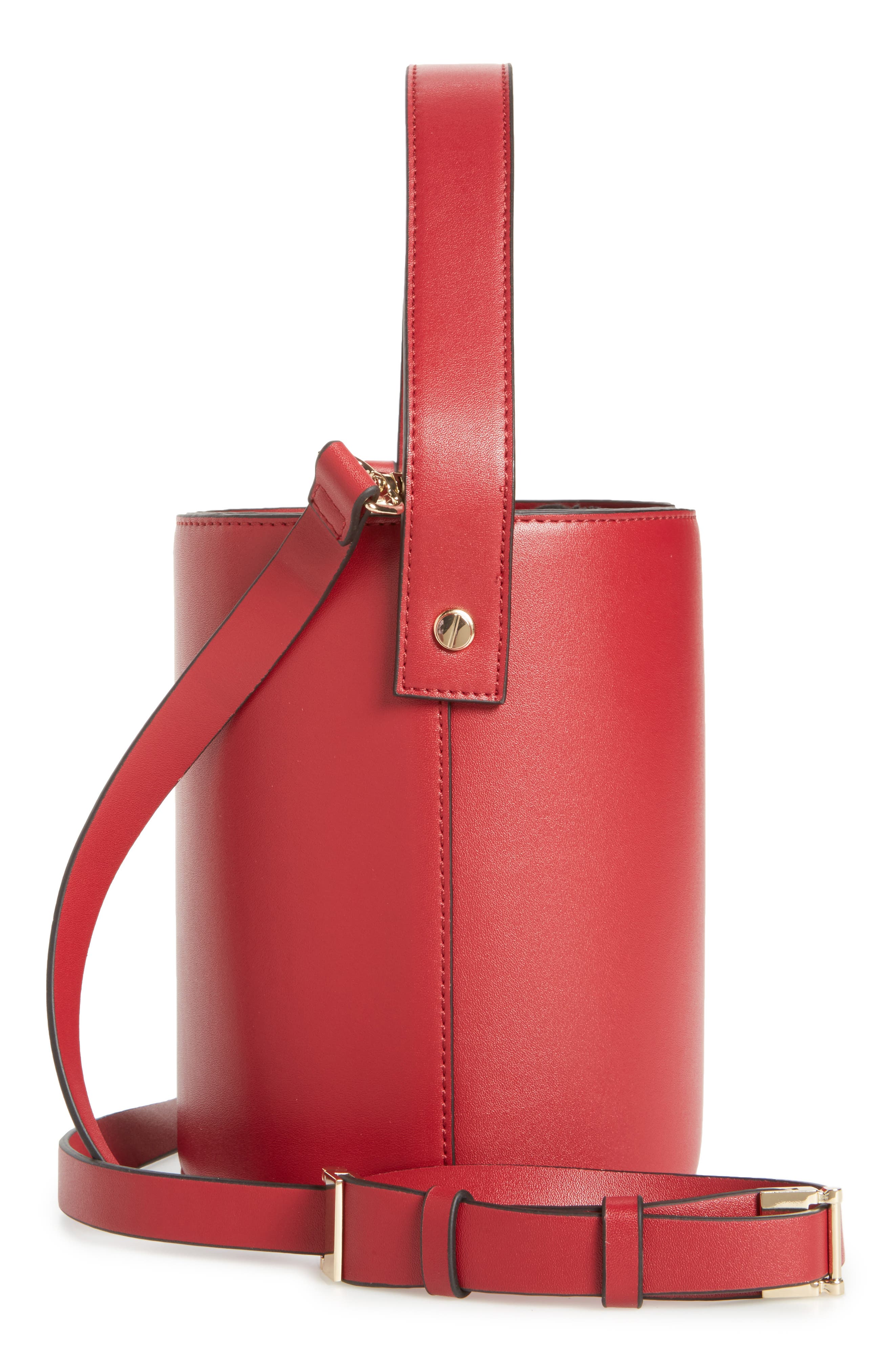 Topshop Cherry True Faux Leather Bucket Bag, Alternate, color, 