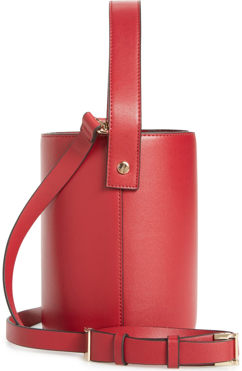 Topshop Cherry True Faux Leather Bucket Bag, Alternate, color,