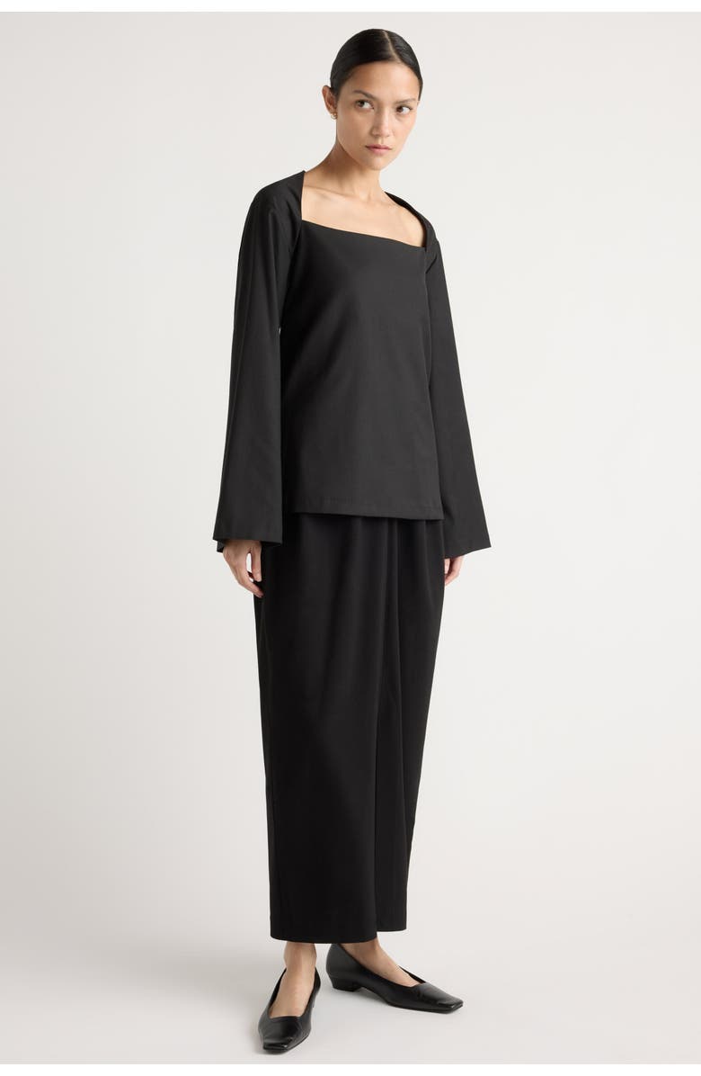 Modern Citizen Tatiana Wide-Neck Flare-Sleeve Blouse, Alternate, color, Black