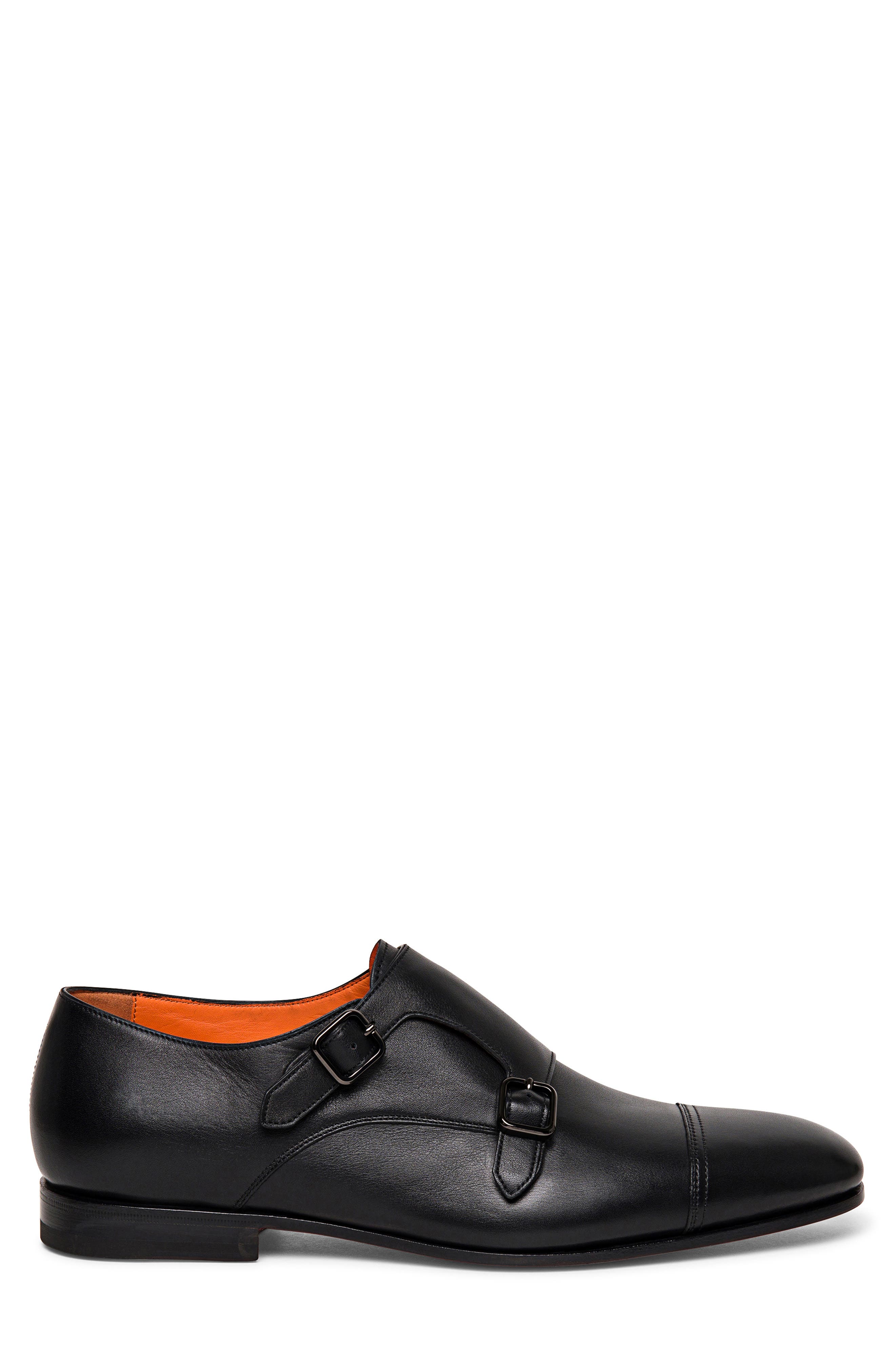Santoni Daemons Double Monk Strap Shoe, Alternate, color, Black