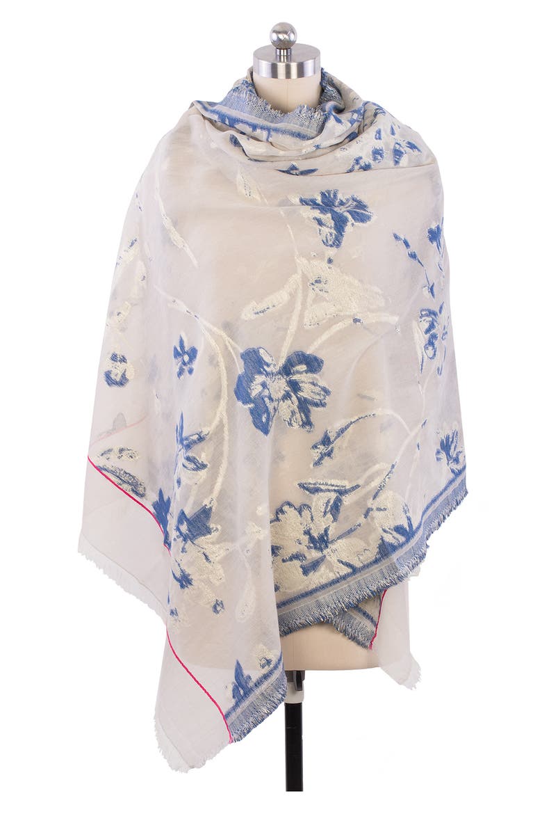 Wind Chime Floral Print Scarf, Alternate, color, BEIGE
