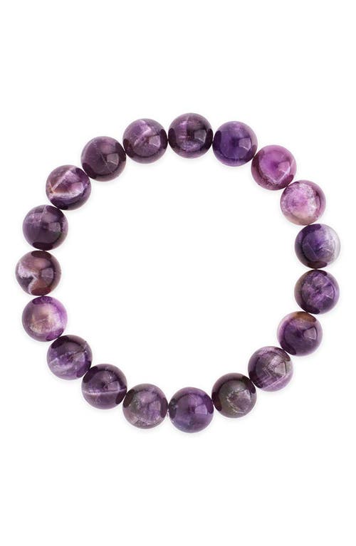 Sterling Forever Amethyst Beaded Stretch Bracelet In Purple