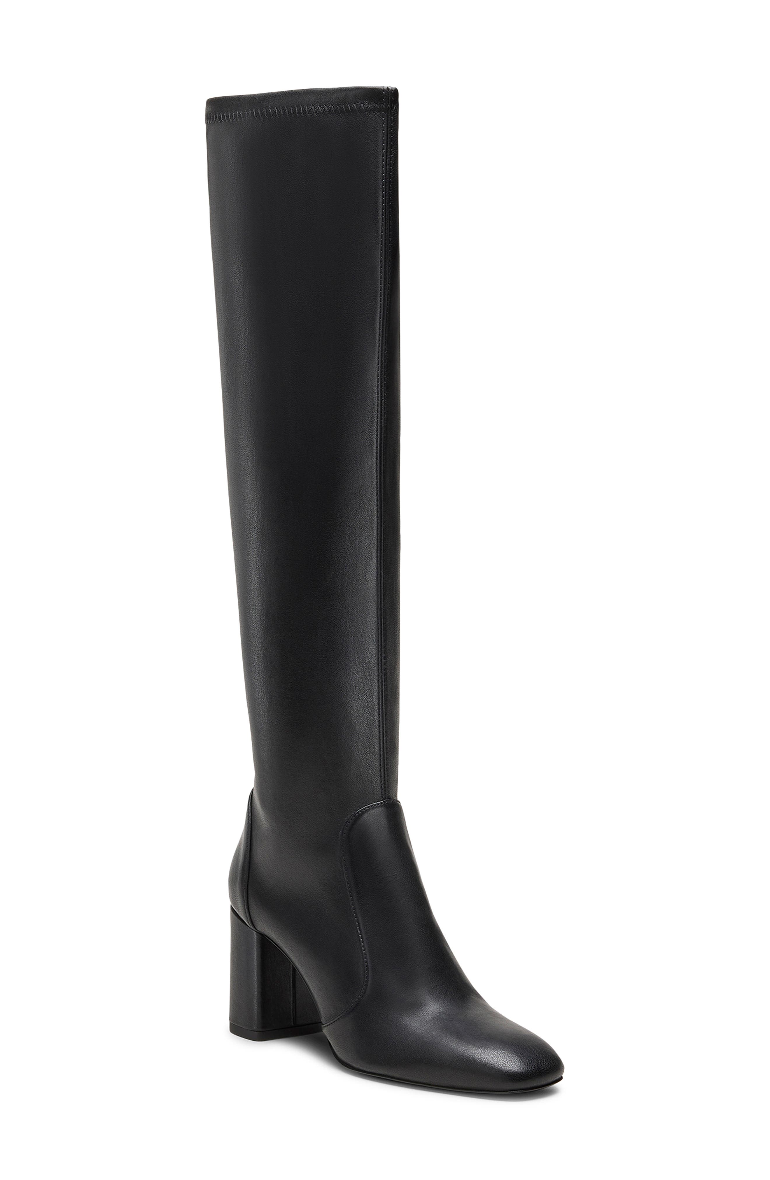 Stuart Weitzman Lucie Knee High Block Heel Boot, Main, color, Black