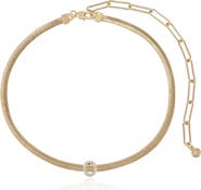 Ettika Pavé Cubic Zirconia Initial Charm Necklace