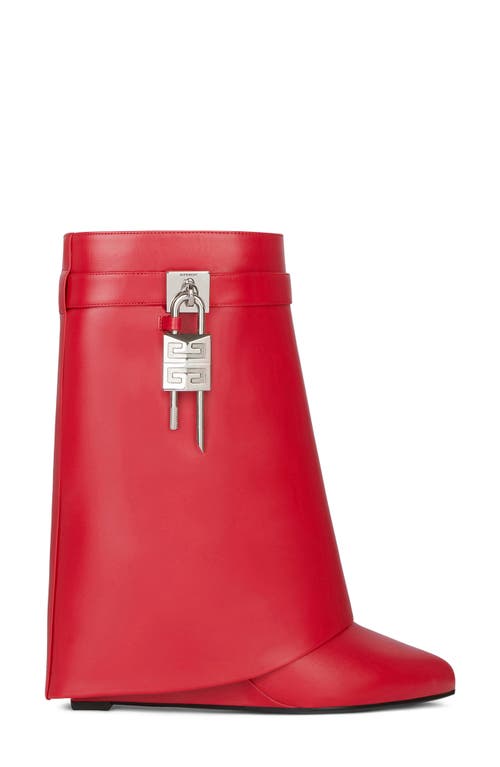 Shop Givenchy Shark Lock Bootie In Red