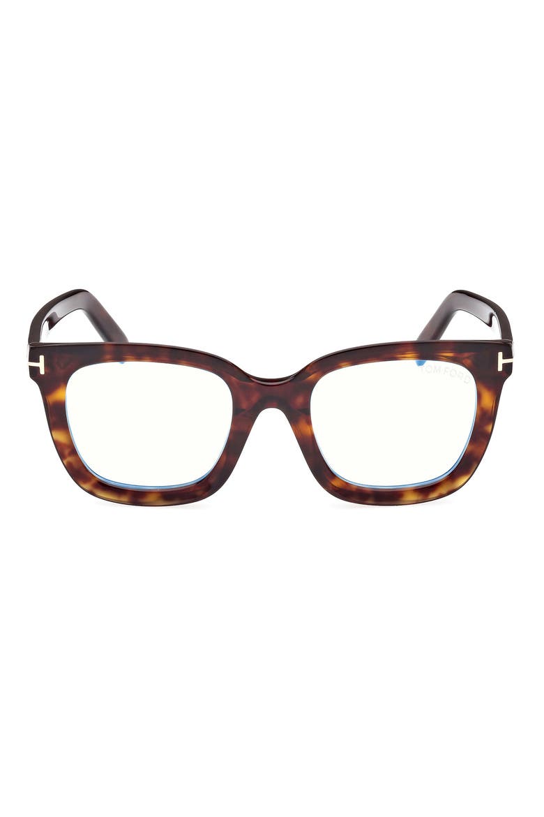 51mm Square Blue Light Blocking Glasses, Main, color, DARK HAVANA