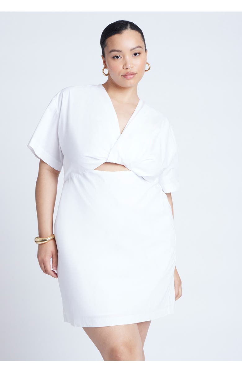 ELOQUII Poplin Twist Mini Dress, Alternate, color, 