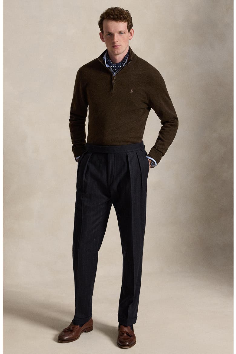 Regular Fit Wool Quarter Zip Sweater, Alternate, color, BROWN