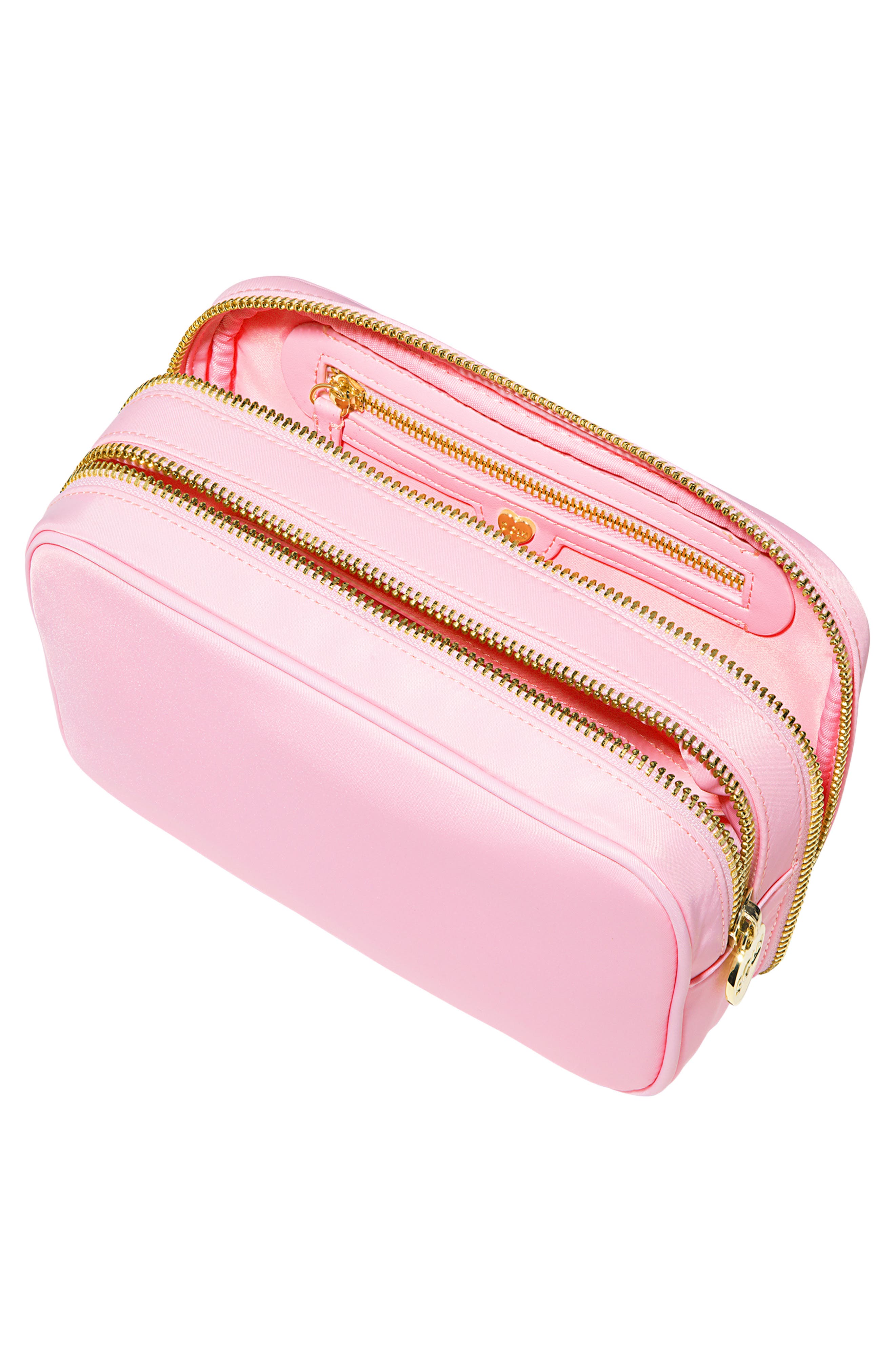 Double Zip Nylon Pouch, Alternate, color, FLAMINGO