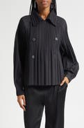 Pleats Please Issey Miyake Pleated Double Breasted Jacket