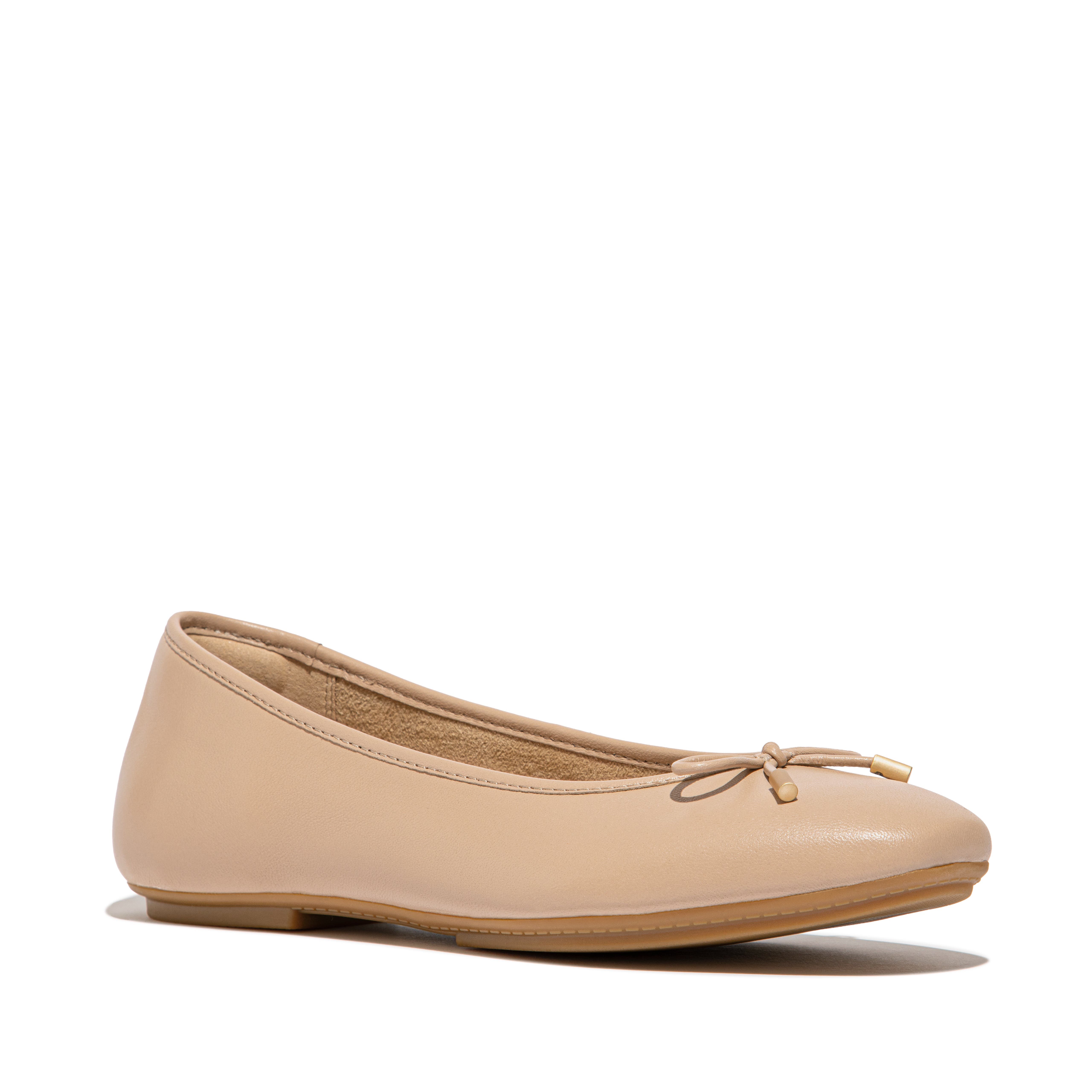 FitFlop Delicato Bow soft leather ballet flats, Main, color, Classic Beige