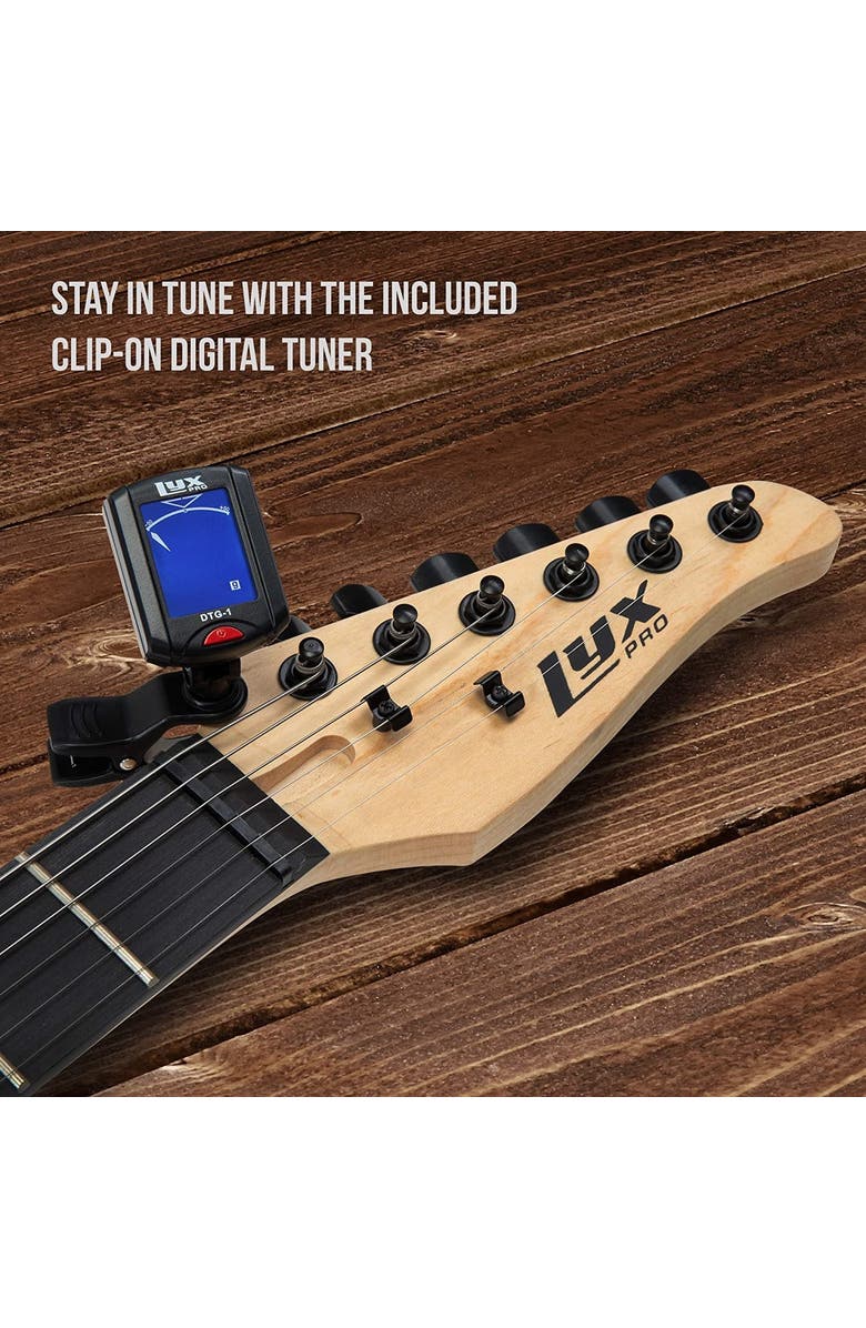 Lyxpro 39 Electric Guitar Kit Bundle w/ 20W Amp, Tuner, Strings, Picks, Strap & Case, Alternate, color, Natural