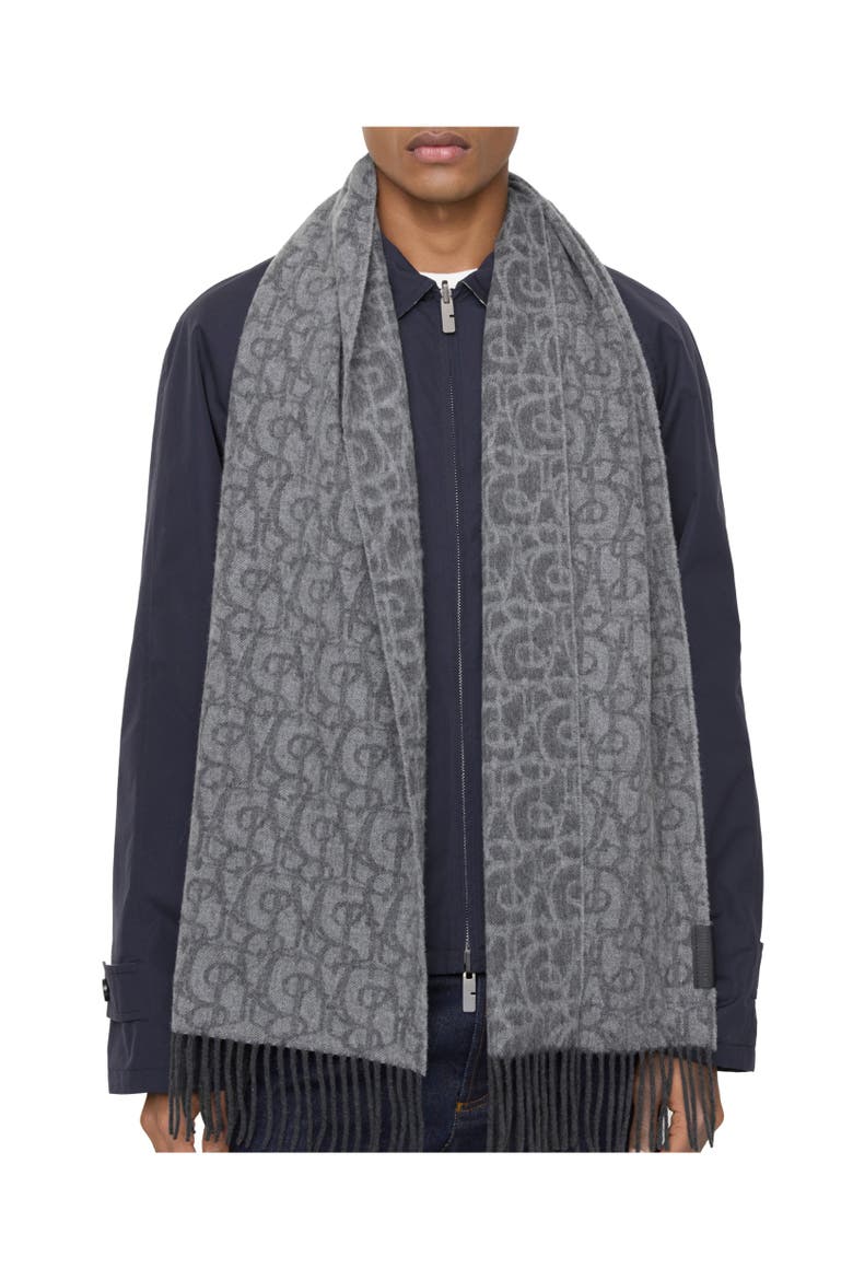 B Charm Cashmere Scarf, Alternate, color, Iron grey