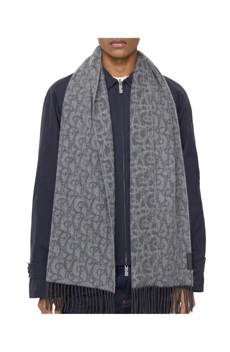 Burberry B Charm Cashmere Scarf, Alternate, color, Iron Grey