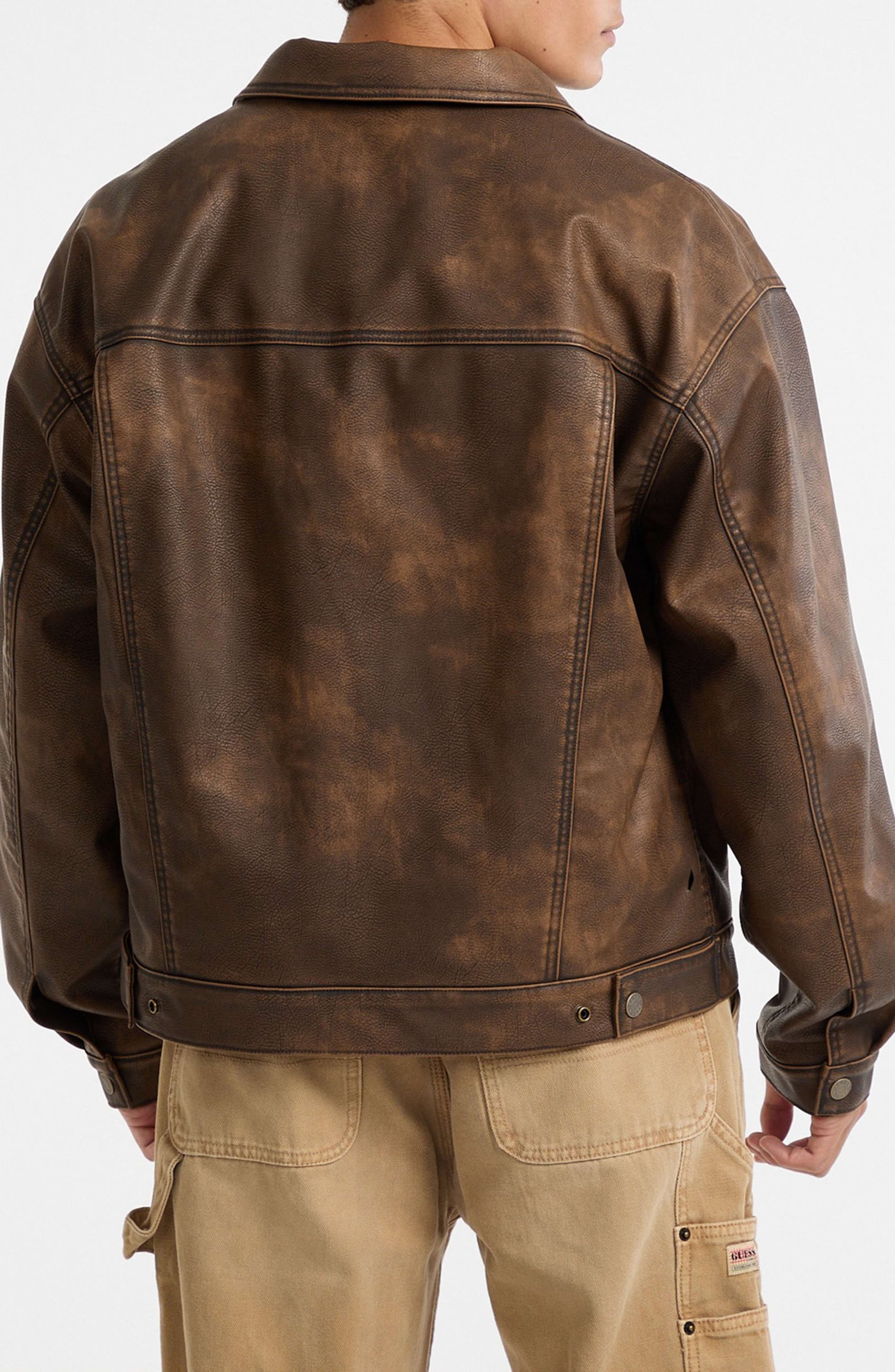 Faux Leather Trucker Jacket (Men) | Nordstrom