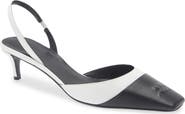 Courrèges Two-Tone Kitten Heel Embossed Toe Slingback Pump