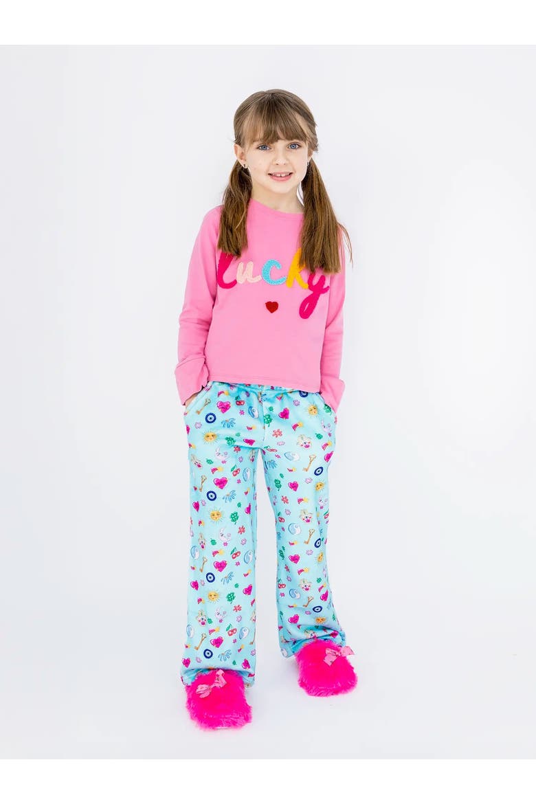 Plush Lucky Charm loungewear pant, Alternate, color, Light Blue