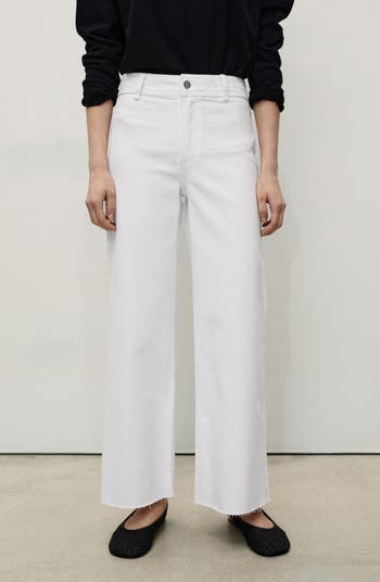 Catherin Raw Hem High Waist Wide Leg Culotte Jeans
