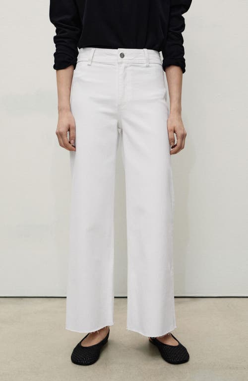 Shop Mango Catherin Raw Hem High Waist Wide Leg Culotte Jeans In White