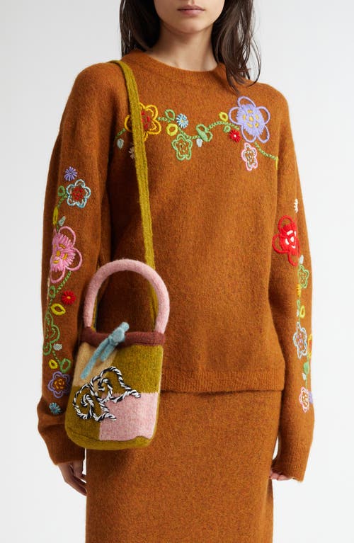 YanYan Fafa Embroidered Alpaca & Wool Blend Sweater in Ochre 