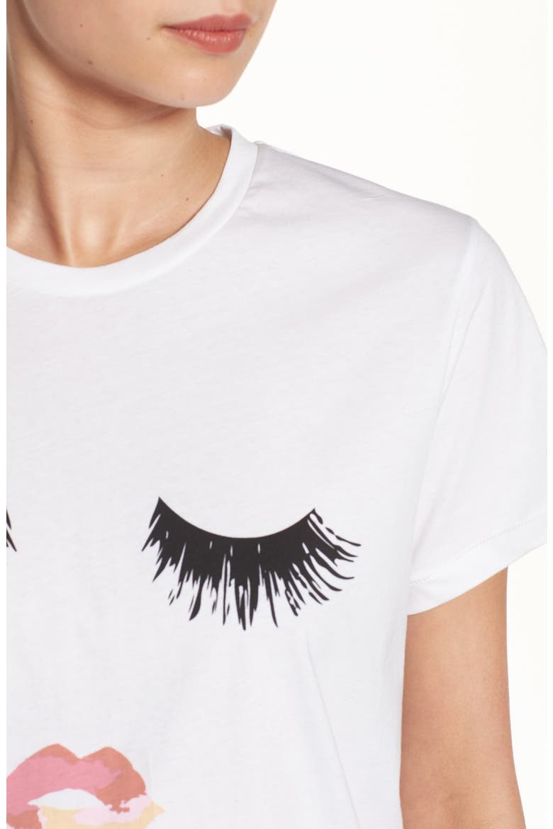 'Lips & Lashes' Graphic Tee, Alternate, color, WHITE
