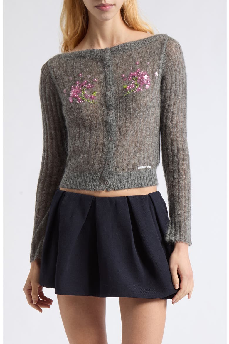 Floral Embroidered Wool & Mohair Blend Sweater, Main, color, GREY