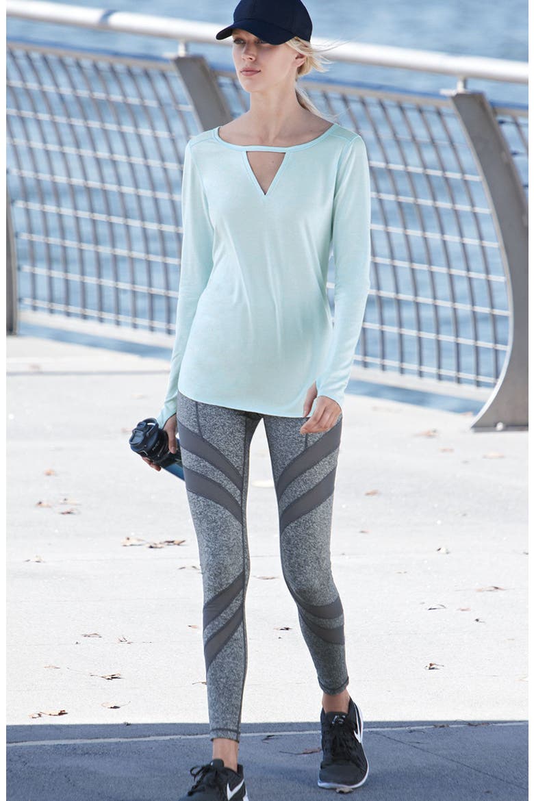 'Rejuvenate' Keyhole Long Sleeve Tee, Alternate, color, BLACK
