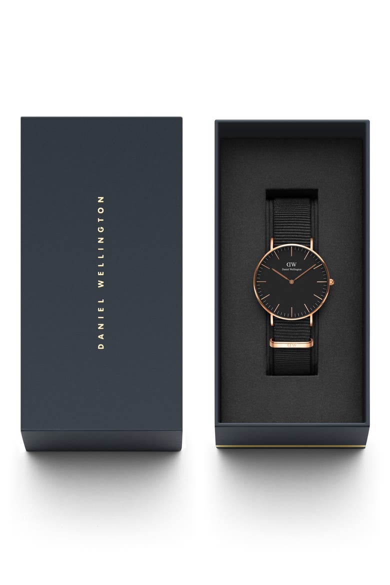 Classic Cornwall NATO Strap Watch, 36mm, Alternate, color, ROSE GOLD/ BLACK