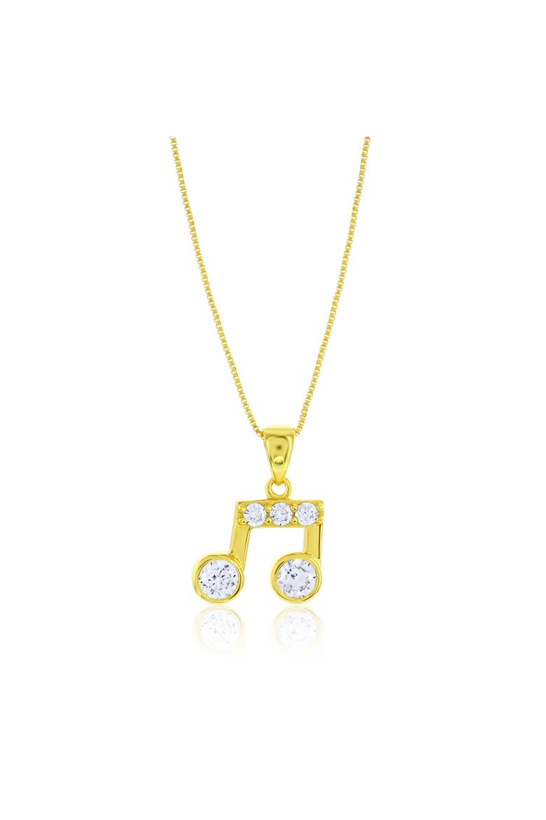 Sterling Silver Music Note Necklace, Main, color, Gold