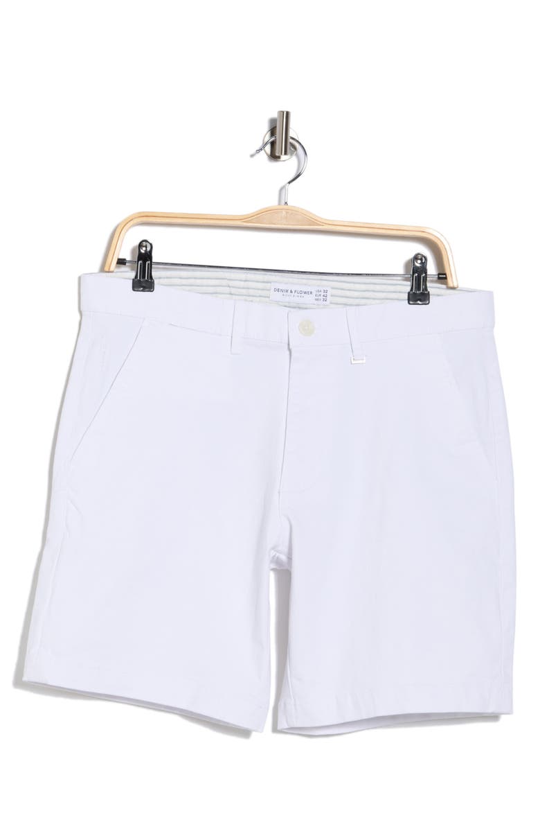 DENIM AND FLOWER Fixed Waist Shorts, Alternate, color, White