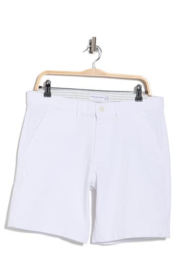 Denim And Flower Fixed Waist Shorts In White