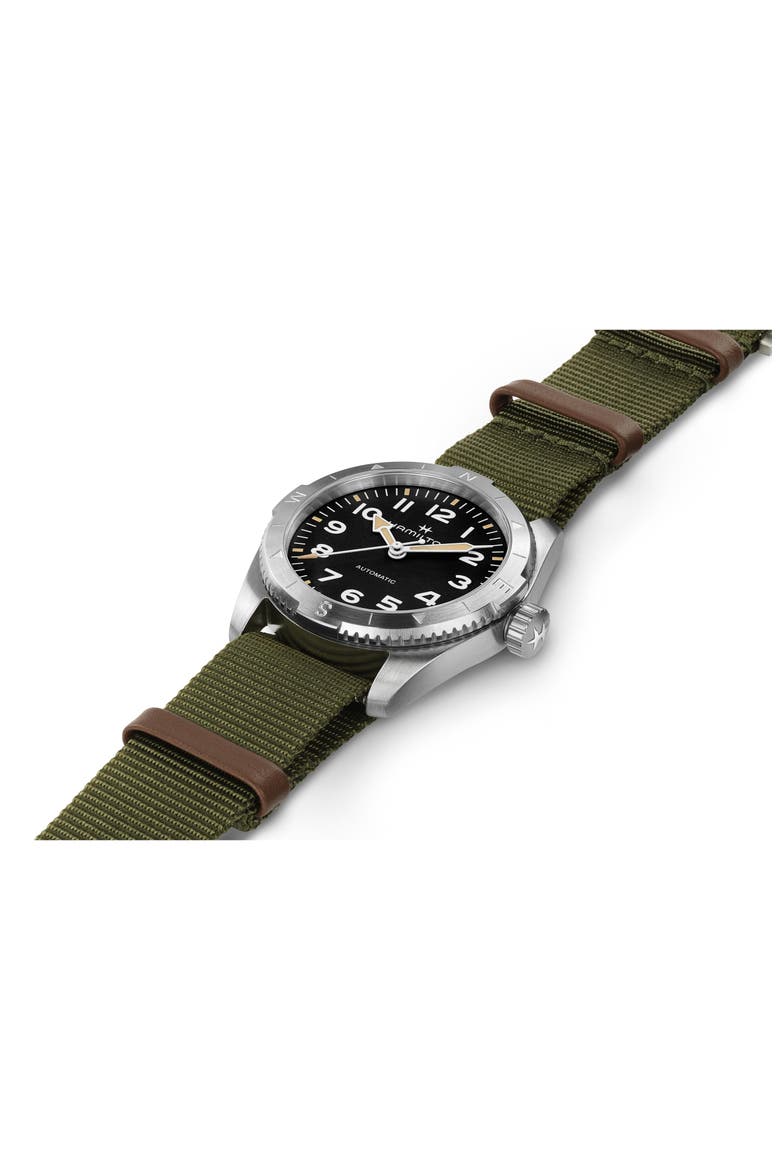 Khaki Field Expedition Automatic NATO Strap Watch, 37mm, Alternate, color, BLACK