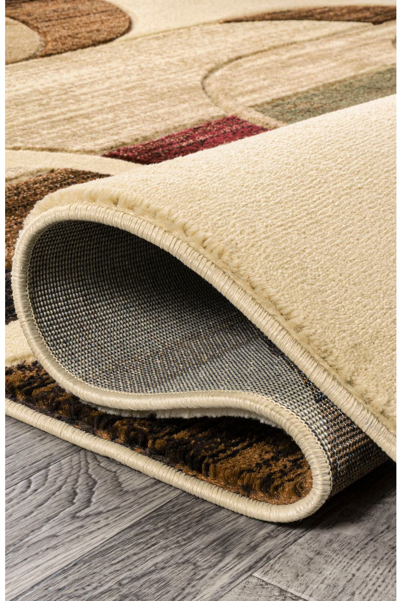 Tamara Retro Abstract Arches Area Rug, Alternate, color, Cream/Brown/Red