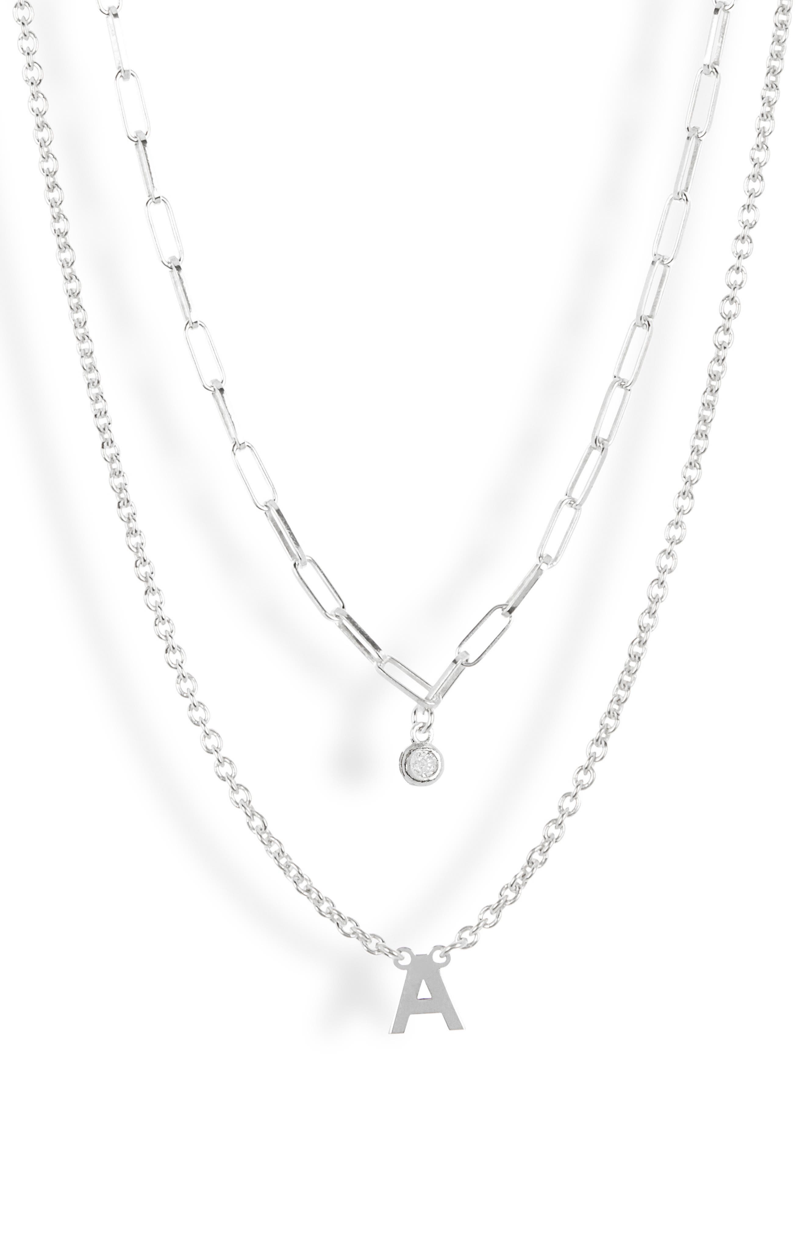 MESHMERISE Diamond Initial Charm Necklace