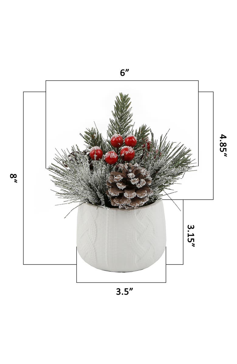 FLORA BUNDA Christmas Mix White Cable Knit Ceramic Vase, Alternate, color, White
