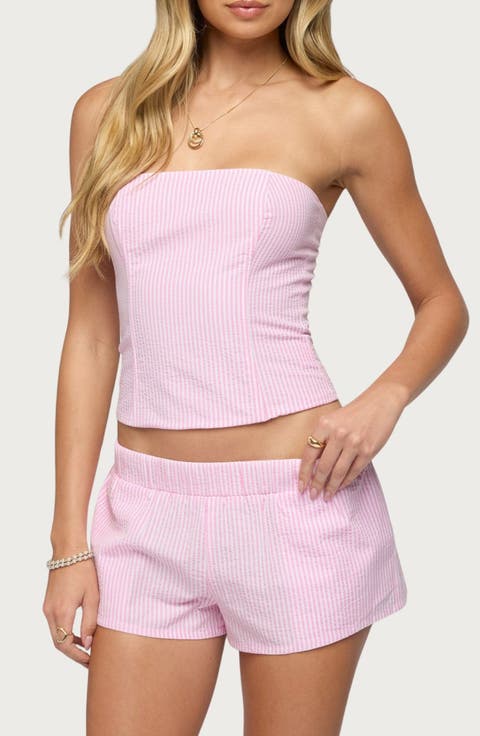 Amaliah Stripe Strapless Corset Top